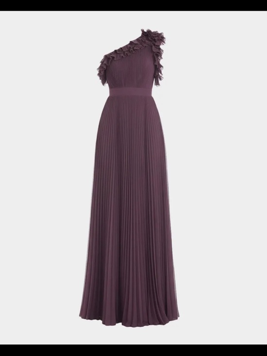 Dress the Population Dresses & Skirts - Dress the Population One-Shoulder Ruffled Pleated Gown in Plum